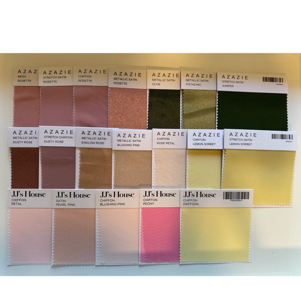 Azazie & JJ's House Bridesmaid Fabric Samples